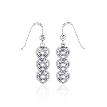 Celtic Knotwork Heart Sterling Silver Earrings with Gemstone TER1689 - Jewelry